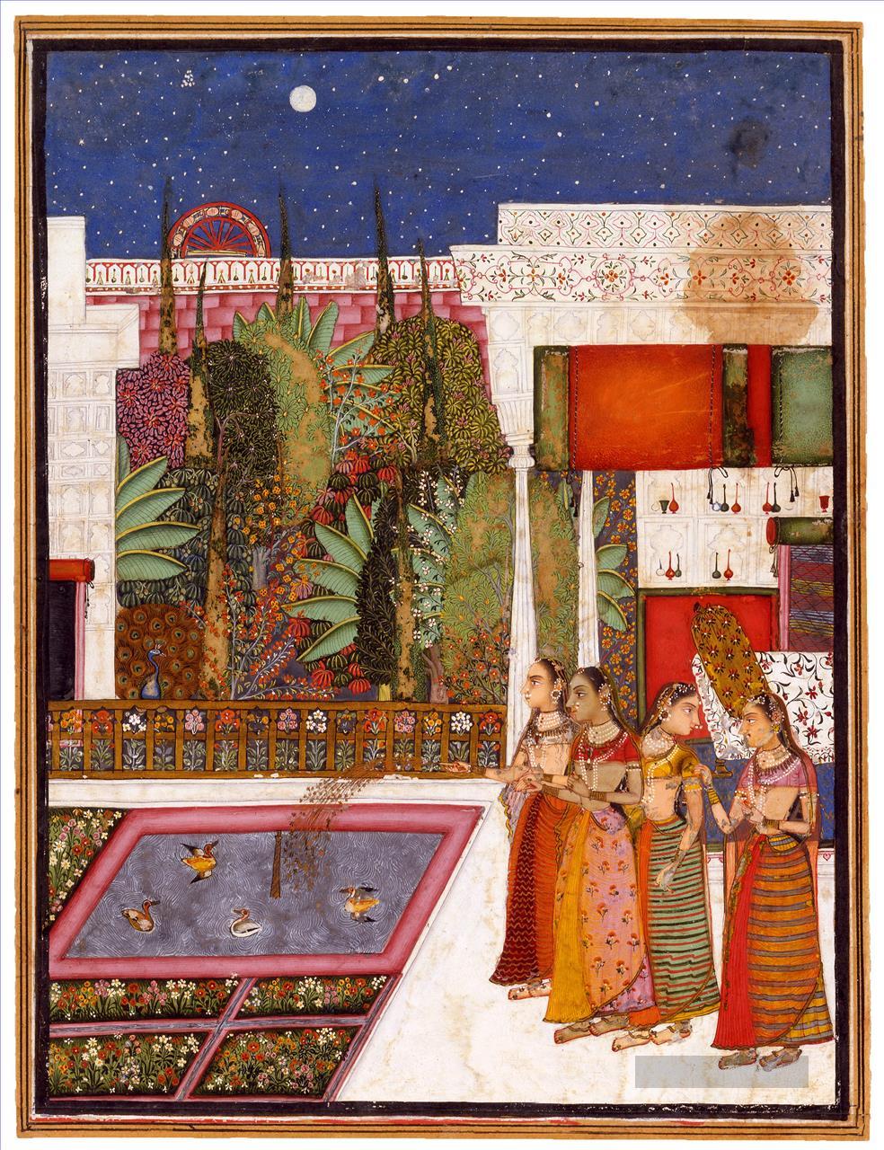 Vier Frauen in einem Schlossgarten aus Indien Ölgemälde